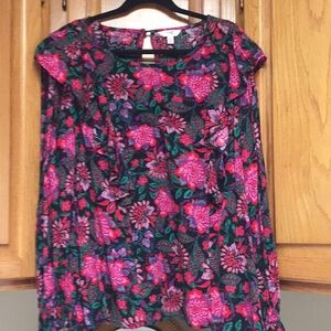 Terra & Sky Women’s Long Sleeve Ruffle Top 1X Plus